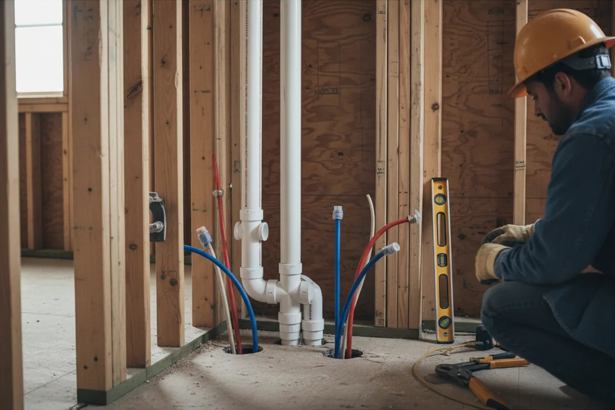 Drain and supply rough-in during Garbage Disposal Repair in Walker